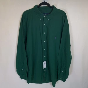 Men’s Polo Ralph Lauren Garment Dyed Oxford Size 3x Big Forest Green Purple Pony - Picture 1 of 15
