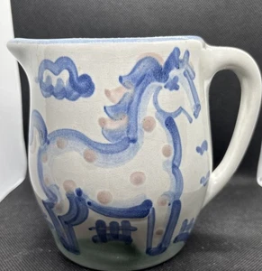 Vintage Signed M.A.Hadley Pottery Stoneware 5 Inch Pitcher with Horse The End - Picture 1 of 10