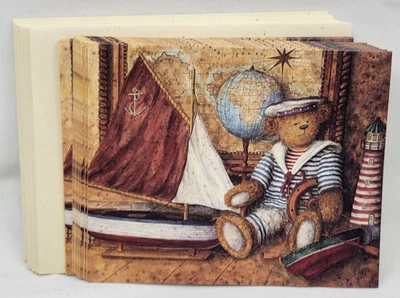 Lang note cards Bear Ahoy Anna Krajewski art set of 10 sailboat nautical - Image 1 of 4