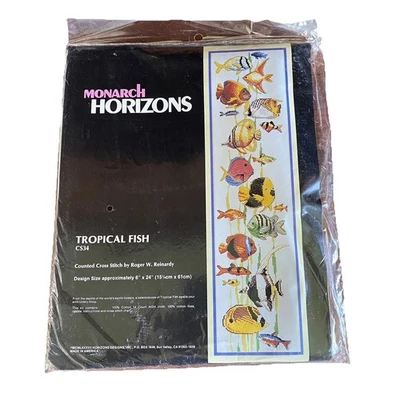 MONARCH HORIZONS VINTAGE Counted Cross Stitch Kit Tropical Fish CS34 6" x 24" - Image 1 of 4