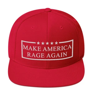 Make America Rage Again Snapback Hat Embroidered Red Black Trump Cap - Picture 1 of 6