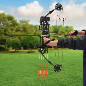 35-70lbs 329fps Adult Compound Bow Kit Archery Hunting Shooting w/ 12 Arrows - Picture 1 of 14