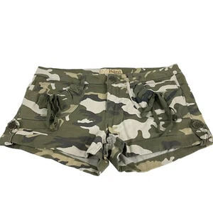 Hybrid & Company Shorts Women's Sz 11 Olive Green Camo Low Rise Shortie Cuff Hem - Picture 1 of 7