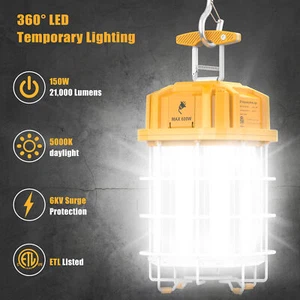 Linkable 150W LED Temporary Work Light Construction Jobsite Light 5000K Daylight - Picture 1 of 9
