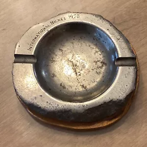 International Nickel Ashtray 1970 (HEAVY- 5LBs) Set on Wood Base - Picture 1 of 12