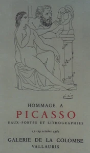 "HOMMAGE à PICASSO (Gie de LA COLOMBE VALLAURIS 61)"Affiche originale entoilée   - Imagen 1 de 1
