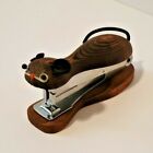 Agrafeuse de souris en bois vintage faite à la main en acier inoxydable fabriquée au Japon