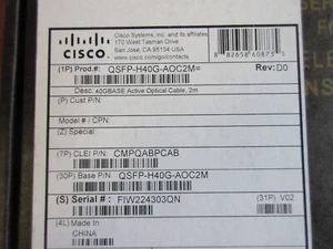 CISCO QSFP-H40G-AOC2M Cisco Compatible 2 Metre Active Optical Cable NEW IN BOX - Photo 1/2