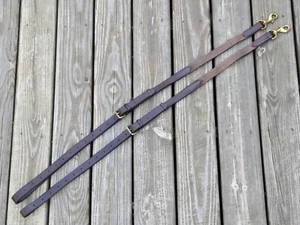 NUNN FINER Brown Leather & Elastic Lunge Lunging Side Reins - Adjusts 35" - 46" - Picture 1 of 11