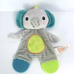 Bright Starts Crinkle Elephant Teether Plush Baby Toy 9.5" Blue Green Gray - Picture 1 of 5