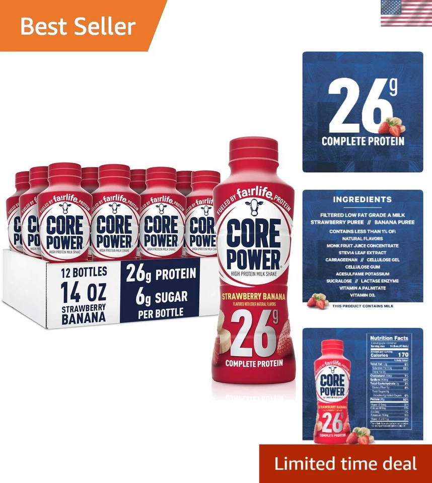 Core Power Protein Shake Strawberry Banana 26g Protein 14 FL Oz 12 Ct