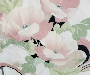 Vintage Full Double Flat Sheet Pink White Black Floral Art EUC Made in USA - Picture 1 of 17