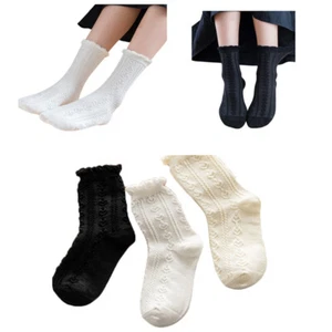 3 Pairs Lady Girl Cotton Mesh Short Socks Floral Striped Heart School Socks - Picture 1 of 20