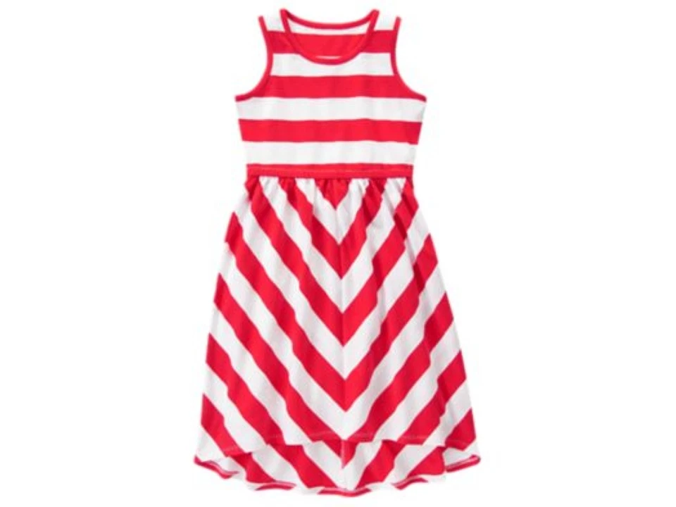GYMBOREE ДЕВОЧЕК НОВЫЙ ЛЕТО КРАСНЫЙ В ПОЛОСКУ ПЛАТЬЯ РАЗМЕР 5 - Изображение 1 из 1