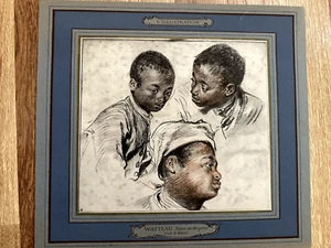 BLACK AMERICANA L'ILLUSTRATION WATTEAU TETES DE NEGRES COLL.D WEIL 11.5" X 12.5" - Picture 1 of 3