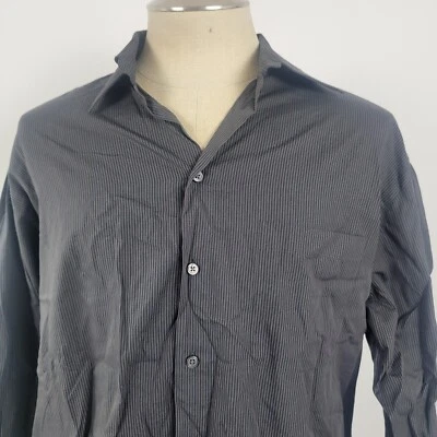 Camisa de Vestir Claiborne Para Hombre Manga Larga Marrón Negro Rayas 16 X 34/35 NUEVA Grande Foto 1 de 4