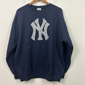 Sudadera Grande New York Yankees MLB LEE Crew De Colección Azul Gris Logo Y2K NUEVA - Imagen 1 de 9