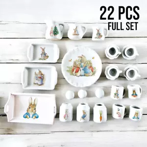 Miniature Peter Rabbit Bunny Tableware Set Easter Dollhouse Kitchen Decor 1:12 - Picture 1 of 21