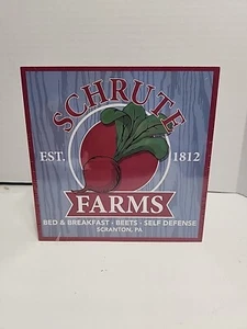 The Office TV Schrute Farms Square Wood Box Sign 6x6” New - Picture 1 of 2