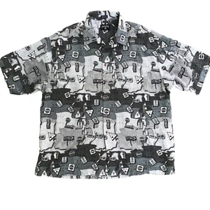 VINTAGE Rocawear Shirt Men XL All Over Print Button Up Hip Hop Traffic Sign Gray - Picture 1 of 9