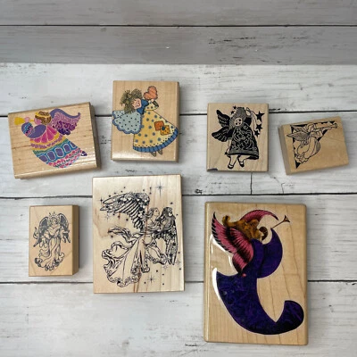 Sello artístico de goma de madera de ángel de 7 Foto 1 de 4