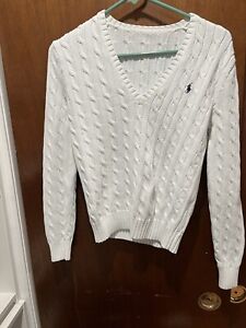 Woman’s Size Small Pollo Ralph Lauren Cable Knit Sweater White