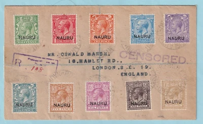 NAURU 1917 CUBIERTA REGISTRADA CENSURADA ARTÍCULO MUY INTERESANTE! WOW - L556 Foto 1 de 2
