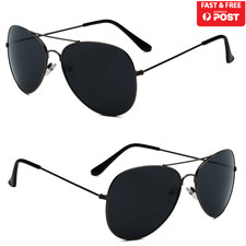Pilot Sunglasses Black Womens Aviator Style UV400 FREE POST