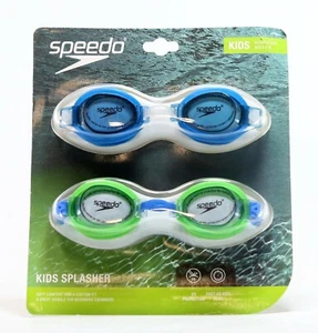 Speedo Kids' Splasher Swim Goggles - Blue/Green - Pack of 2 - Picture 1 of 2