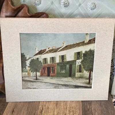 Maurice Utrillo V. “Bistros In a Suburb” Litho Print Matted Plate 6  Matt 14x11 - Image 1 of 4