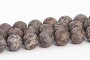 "Cuentas sueltas redondas de obsidiana con copo de nieve marrón mate natural de 6 mm grado AAA 15" - Imagen 1 de 3