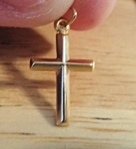 Small 17x10mm Gold filled Beveled Child Cross Charm!! - Picture 1 of 7