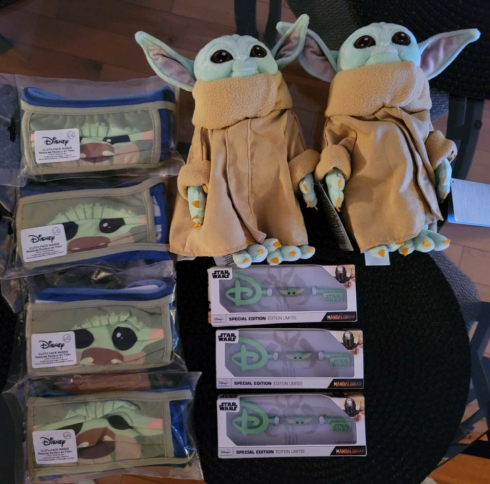 Disney Star Wars Cloth Face Masks 4-Pack Large. Mandalorian Key.Plush Baby Yoda  - Image 1 of 1