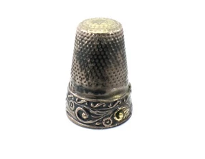  Silberauflage Fingerhut Schnörkelrand Stern Sammlerstück Nähen Portugal Vintage - Bild 1 von 6