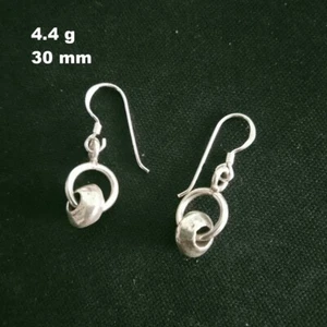 FINE SILVER EARRINGS 925 STERLING CRAFT Dangle 4g Donut Charms 23602 - Picture 1 of 6