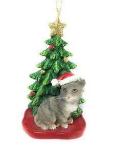 Grey Cat Christmas Tree Ornament - Picture 1 of 1