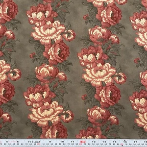 Rosehill Manor Robyn Pandolph Moda Striped Florals Brown Cotton by the HALF YARD - Picture 1 of 2