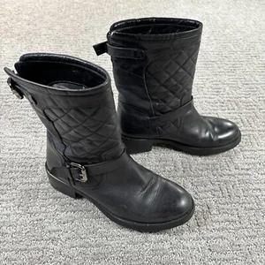 Aquatalia by Marvin K Stiefel 5,5 schwarz Leder gesteppt halbhoch Moto Italien Damen - Bild 1 von 15