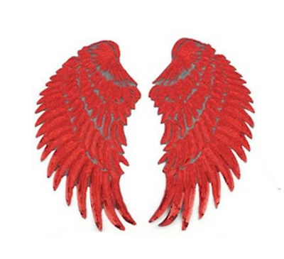 APFELBLÜTE STYLE & ACCESSOIRES Aplicación de alas de lentejuelas de 27 cm imagen para planchar red wings patch ángel diablo rojo