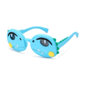 Kids Cartoon Dinosaur Flip-up Sunglasses Silicone Polarized Sun Protection - Picture 1 of 22