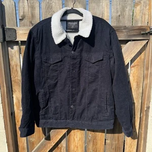 Sunrise Kingdom Shearling Denim Jacket Black Mens L - Picture 1 of 6