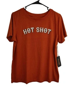 Shyanne Women's Hot Shot Graphic Short Sleeve Tee Camel Sz M - Picture 1 of 11