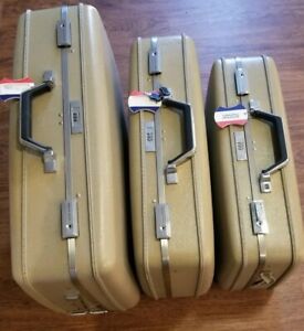 3 Piece Vintage American Tourister Hard Suitcase Retro Luggage with 2 Keys