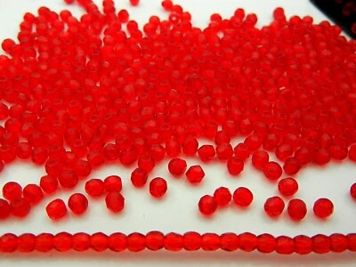 300 cuentas redondas de vidrio checo Preciosa pulido al fuego 6 mm siam claro, rojo claro col Foto 1 de 4