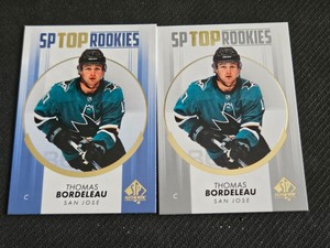 2022-23 UD SP AUTHENTIC THOMAS BORDELEAU TR-14 TOP ROOKIES 2 CARD LOT BLUE + REG