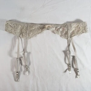 Victoria's Secret Dream Angels Garter Belt M/L Ivory Silver Rhinestone Bling - Picture 1 of 3