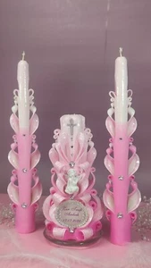 Geschnitzte Kerze zur Taufe / Kommunion / Konfirmation – handgemacht & einzigart - Bild 1 von 5