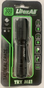 LitezAll Tactical 300 Lumen LED Flashlight CR123 Battery Police Security Small F