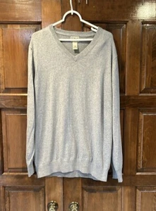 L.L. Bean Men's Cotton/Cashmere V-Neck Pullover Sweater Light Gray Size XL - Picture 1 of 6