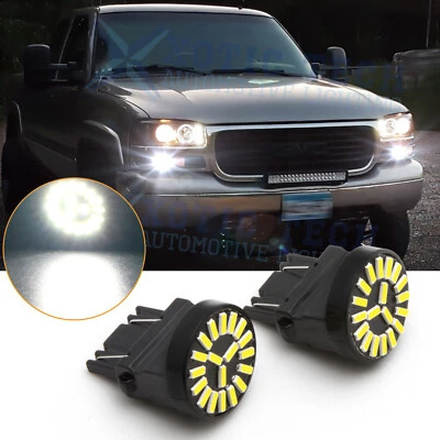 For GMC Sierra 1500 2500 3500 HD White 3157 LED Daytime Running Light DRL Bulbs - Image 1 of 4